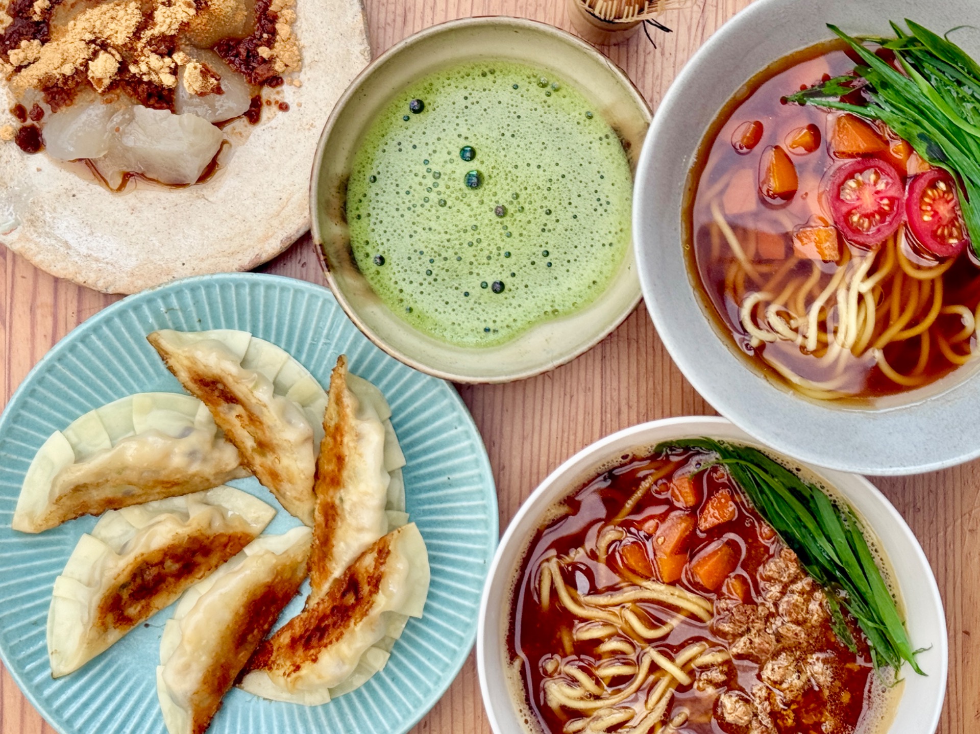 Vegan Ramen & Gyoza & Matcha & Wagashi